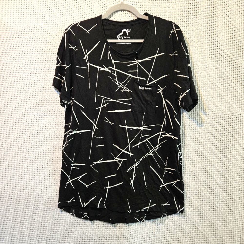 Being Human Sz XL Edgy Black and White Graphic T-Shirt